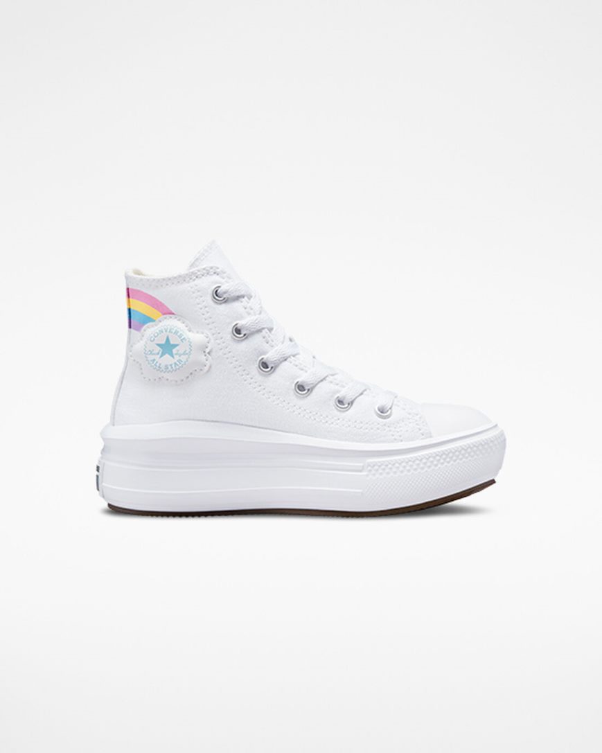 Girls\' Converse Chuck Taylor All Star Move Rainbow Cloud High Top Platform Shoes White / Blue / Pink | AU E6354P